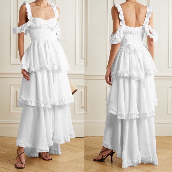 ISO Brock Collection Samantha Tiered Linen Dress in 10 OR 12